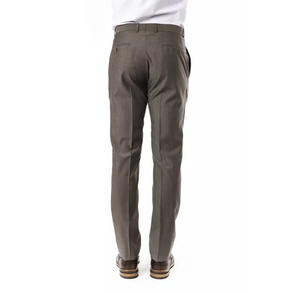 Uominitaliani Gray Wool Mens Suit Pant
