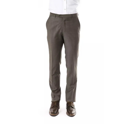 Uominitaliani Gray Wool Mens Suit Pant