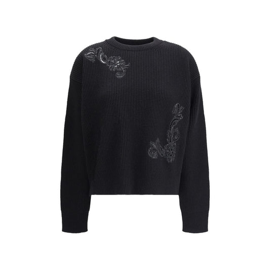 Versace Barocco Leaf Embroidered Sweater