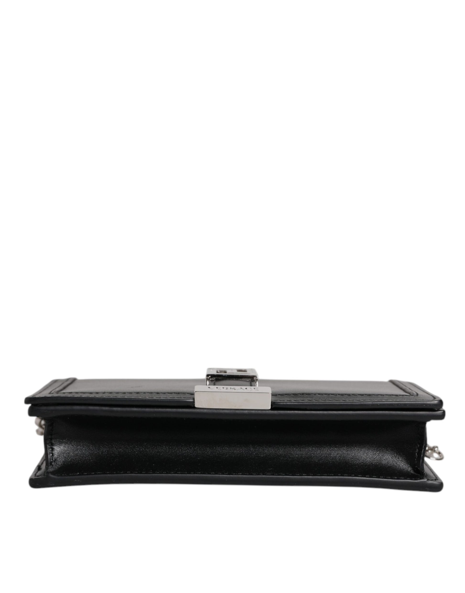 Versace Black Calfskin Leather Chain Strap Shoulder Crossbody Bag