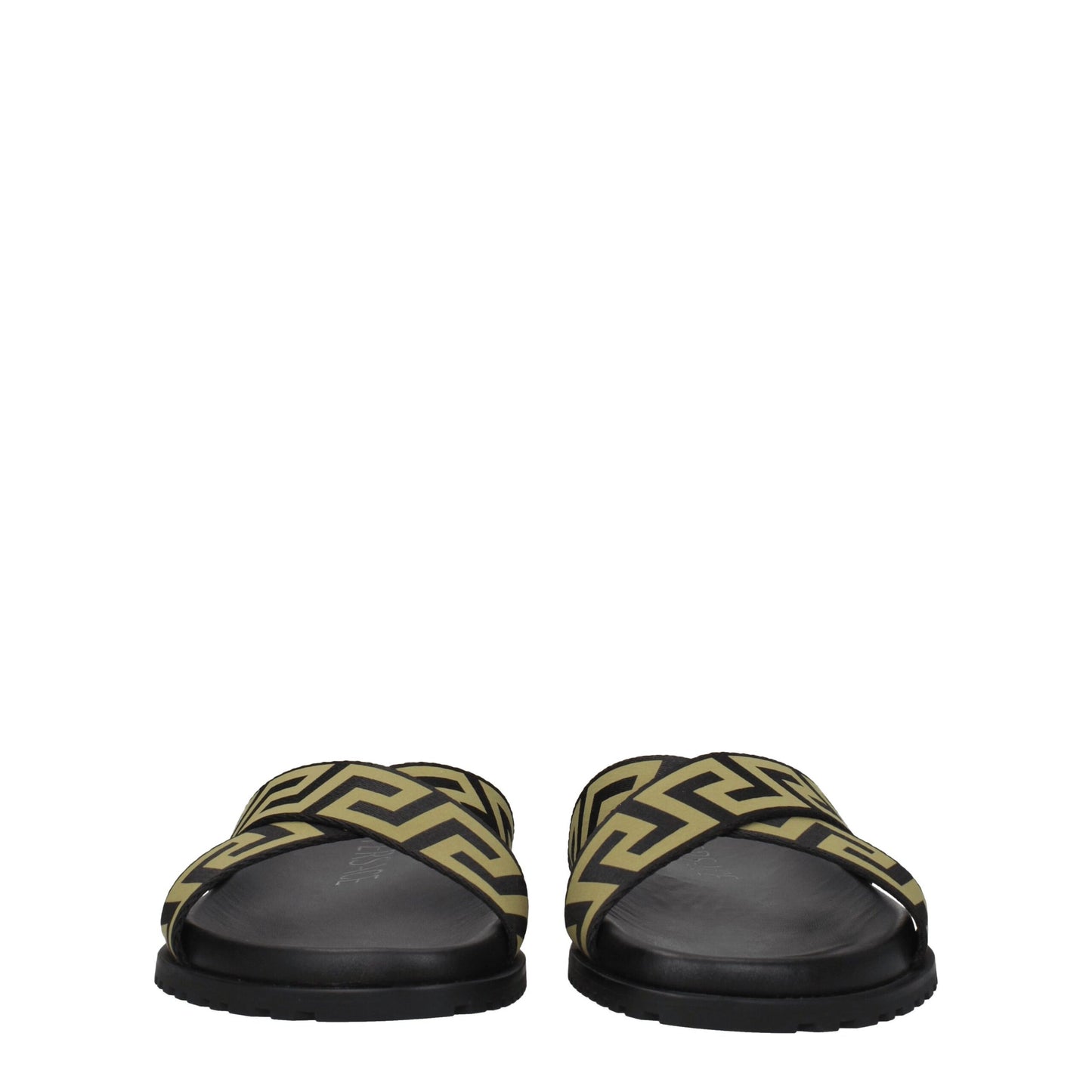 Versace Black Fabric Slippers Sandals