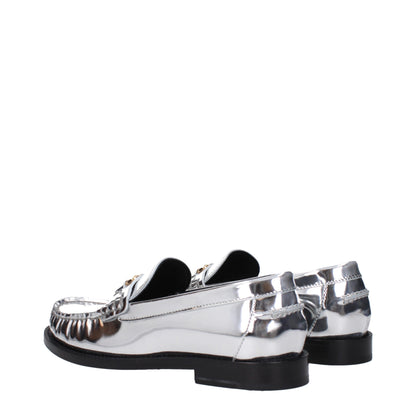 Versace Gray Leather Slip-On Loafers