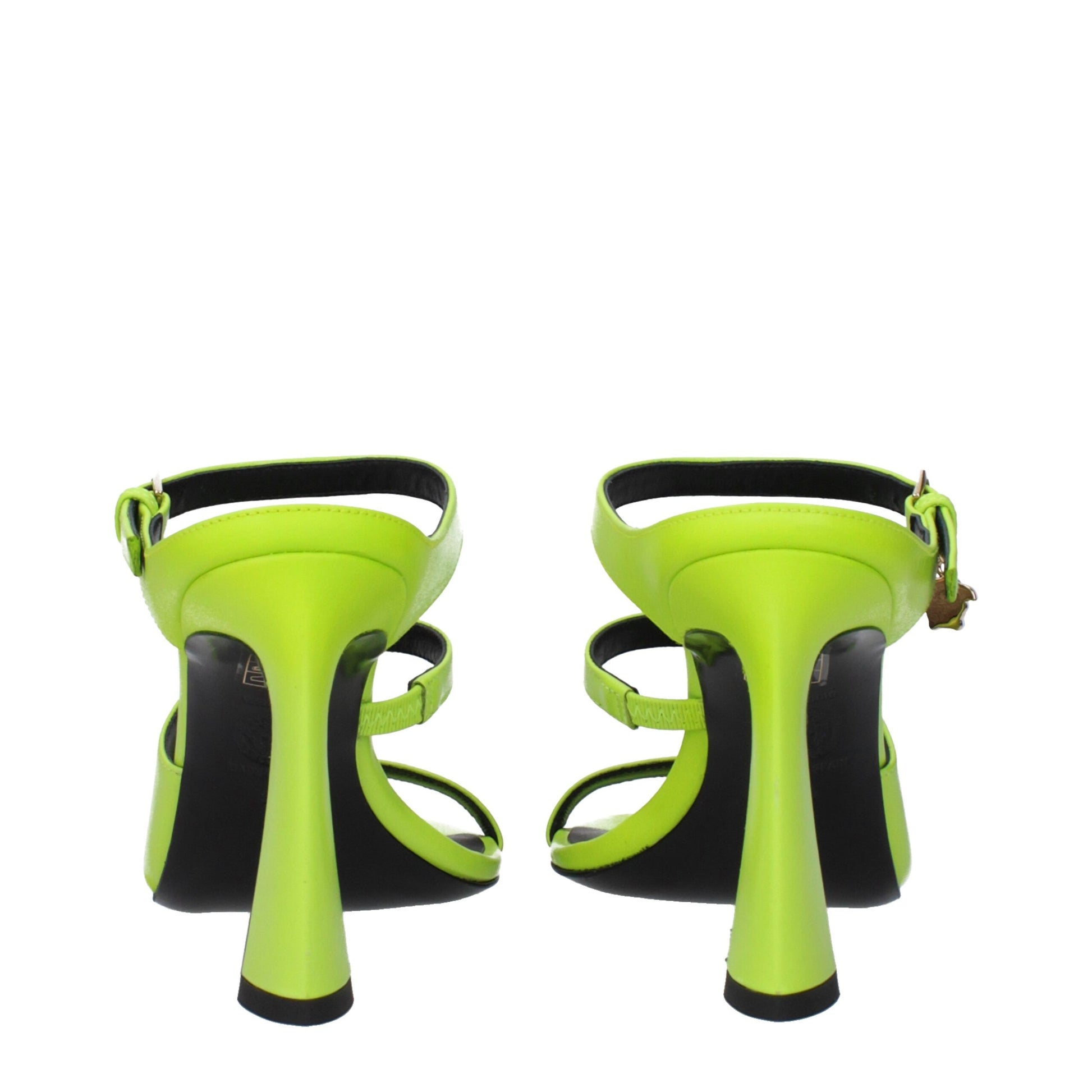 Versace Green Leather Stiletto Heels Sandals