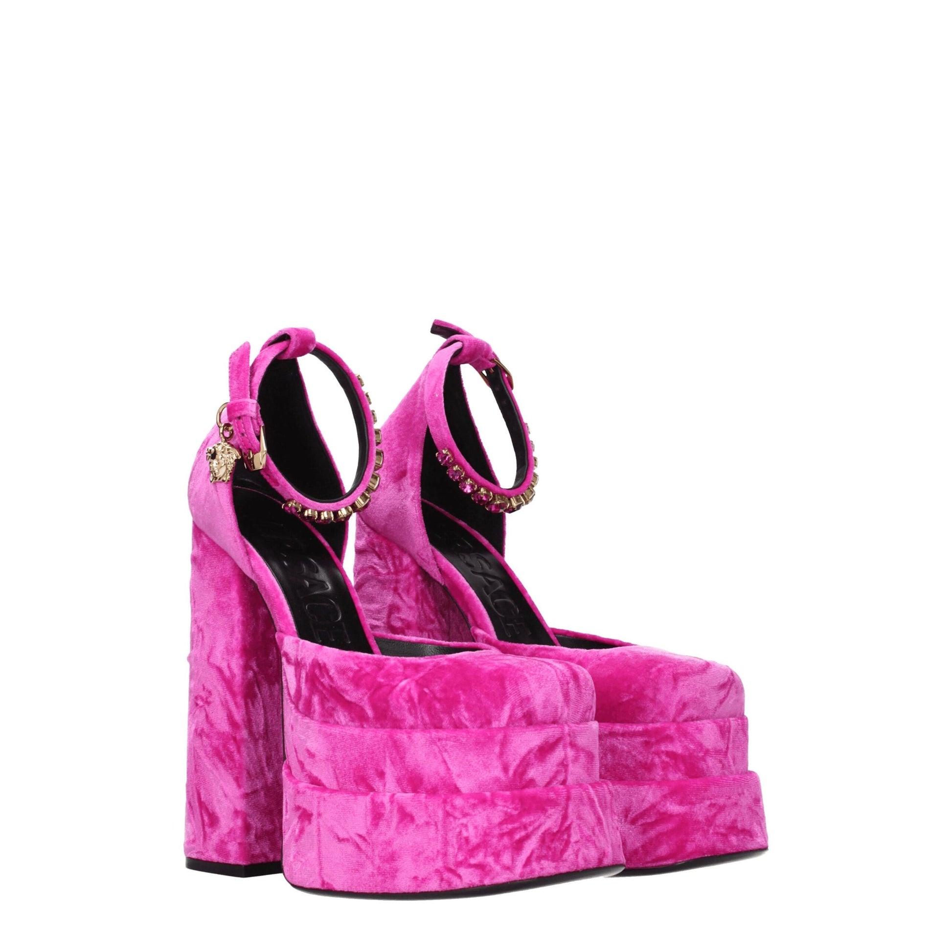 Versace Pink Velvet Platforms