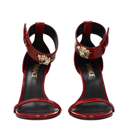Versace Red Leather Stiletto Heel Sandals
