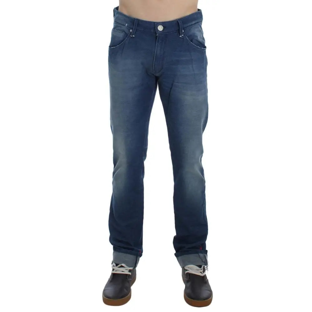 Acht Blue Wash Denim Cotton Stretch Slim Fit Jeans