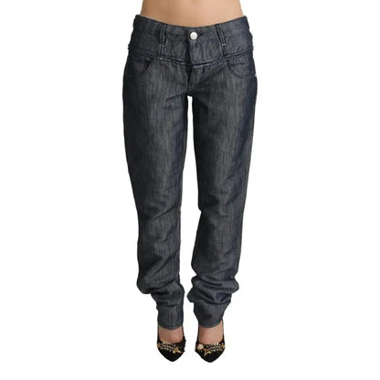 Acht Dark Gray Ramie Mid Wide Waist Straight Denim Jeans