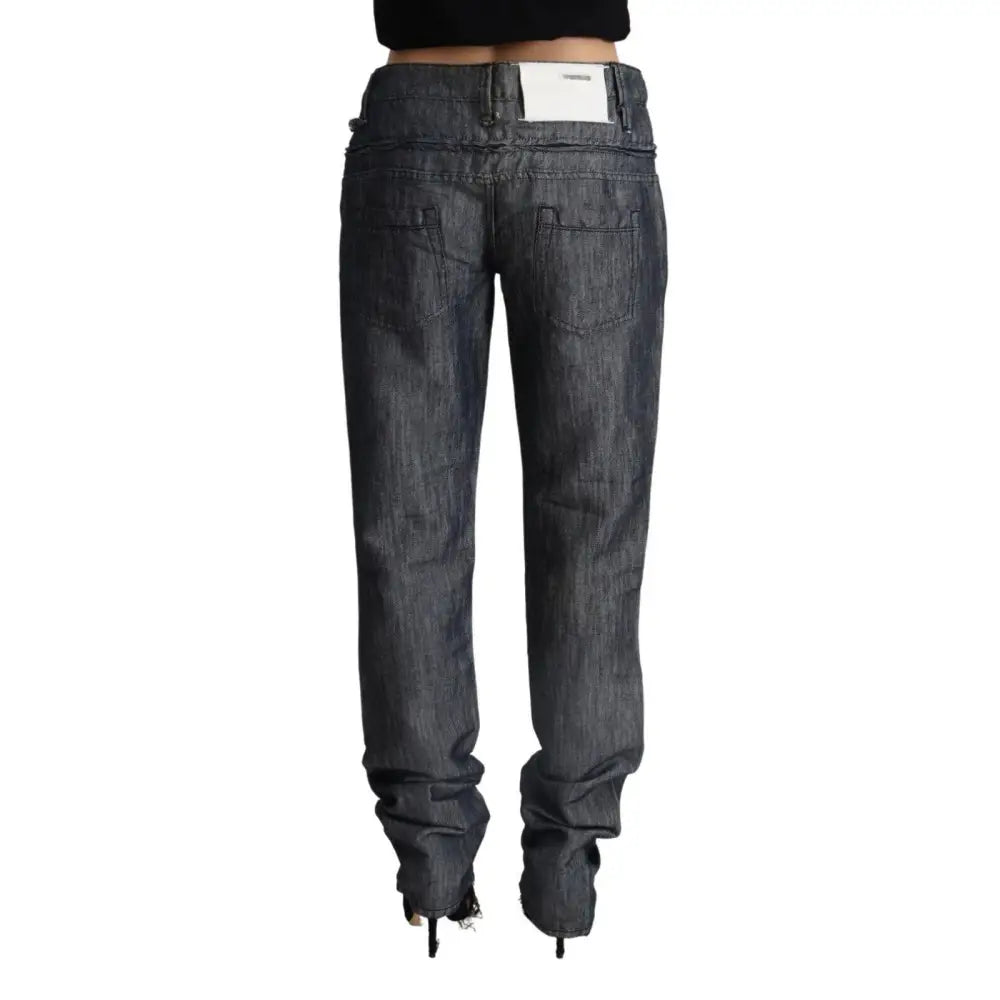 Acht Dark Gray Ramie Mid Wide Waist Straight Denim Jeans