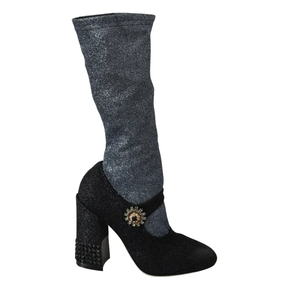 Gabbana black crystal Mary Janes booties med glitter og sten