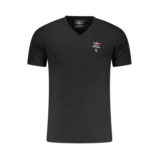 Aeronautica Militare black cotton t-shirt with eagle logo