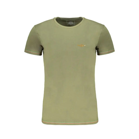 Aeronautica Militare Verde cotton t-shirt i olivengrøn med guld broderi