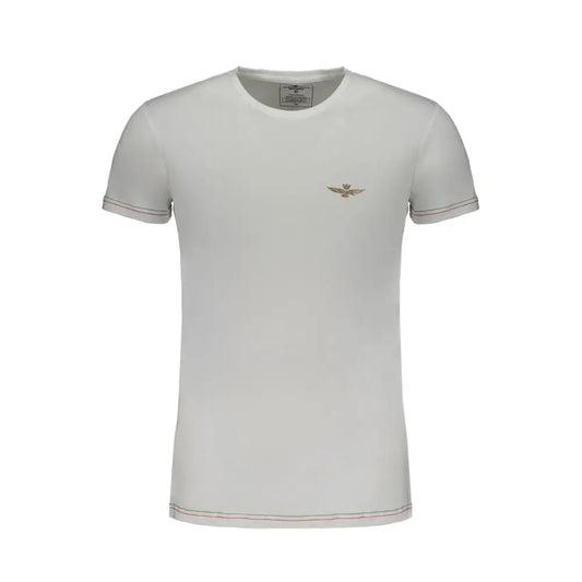 Aeronautica Militare white cotton t-shirt med striber og logo