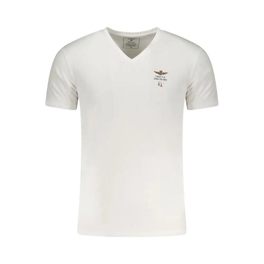 Hvid Aeronautica Militare bomulds t-shirt med ørn-logo