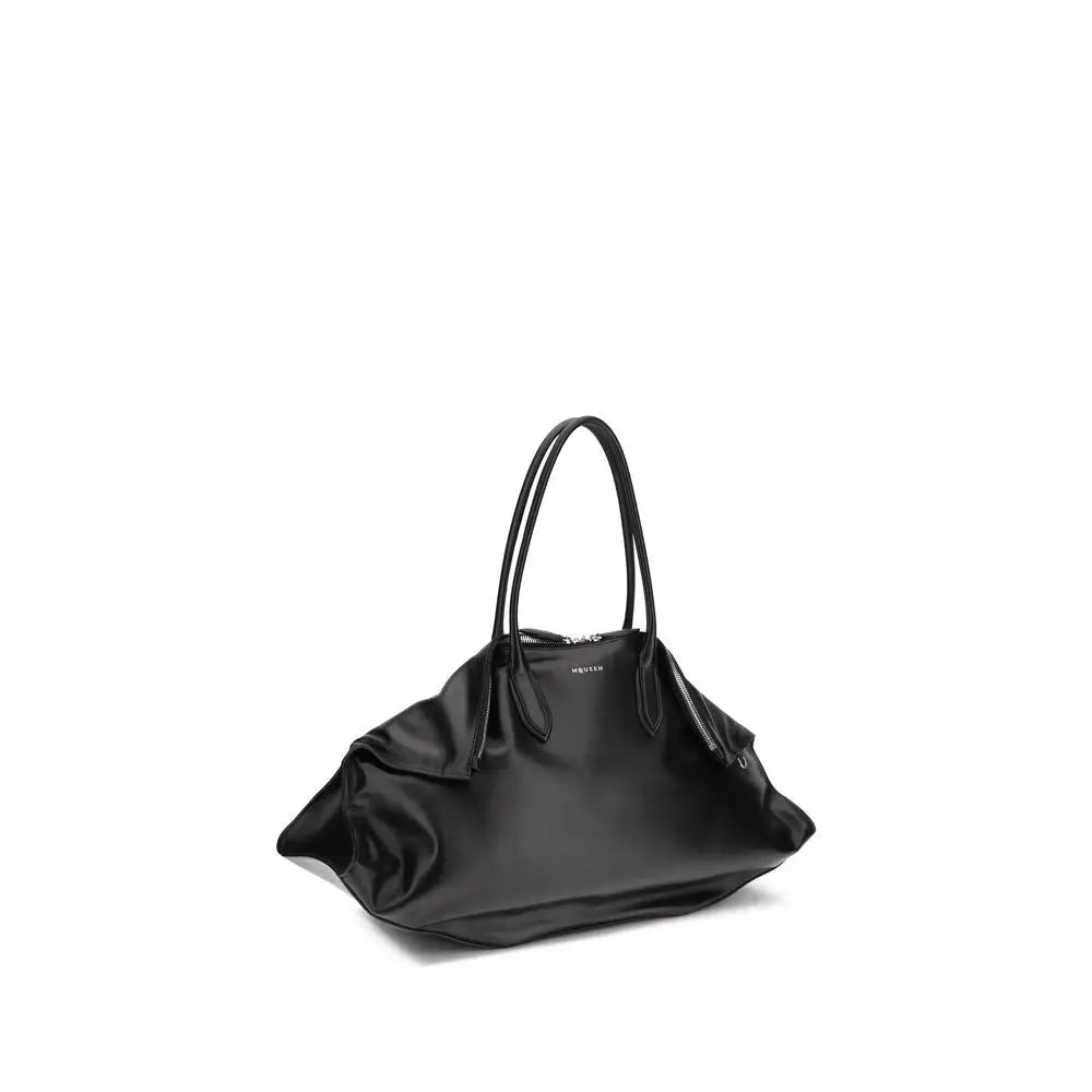 Alexander McQueen Black Calf Leather Bos Taurus Shoulder Bag - Skuldertasker