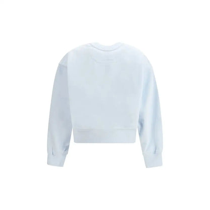 Alexander McQueen light blue cotton sweatshirt med crew hals og ribbet manchetter