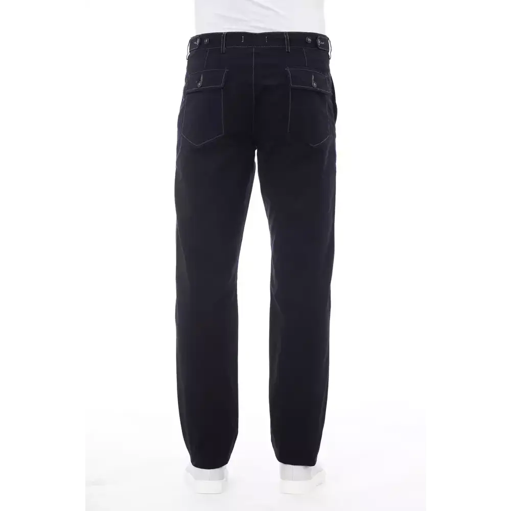Alpha Studio Blue Cotton Men Pant - Bukser