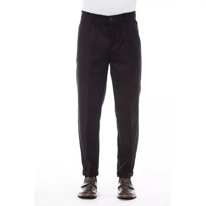 Alpha Studio Brown Wool Men Pant