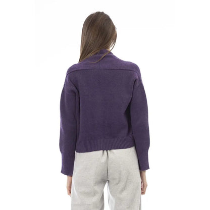 Alpha Studio Purple Merino Wool Women Cardigan