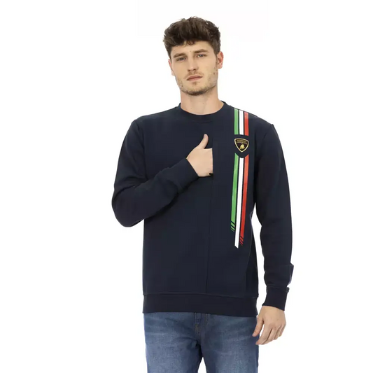 Automobili Lamborghini Blue Cotton Men Sweater - L - Sweaters