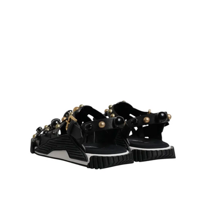 Dolce & Gabbana gabbana black leather studded slides med perler