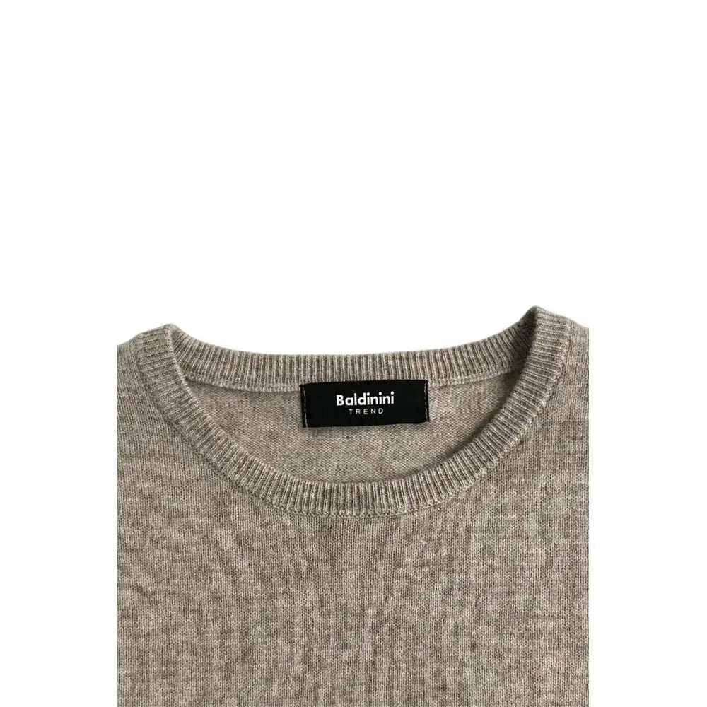 Baldinini Trend beige cashmere sweater i heather grå rib-strik