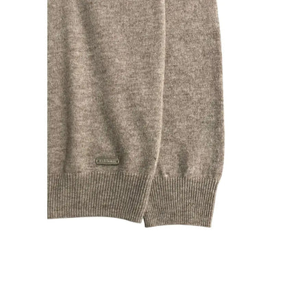 Baldinini Trend beige cashmere herresweater i uld med ribbet manchetter