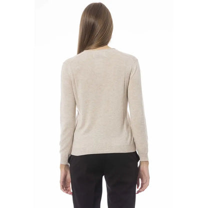 Baldinini Trend beige cashmere sweater med lange ærmer