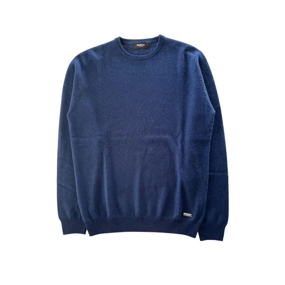 Baldinini trend blue cashmere sweater i marineblå med ribkant