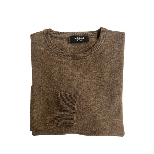 Baldinini trend brun cashmere sweater med høj kvalitet ribkant