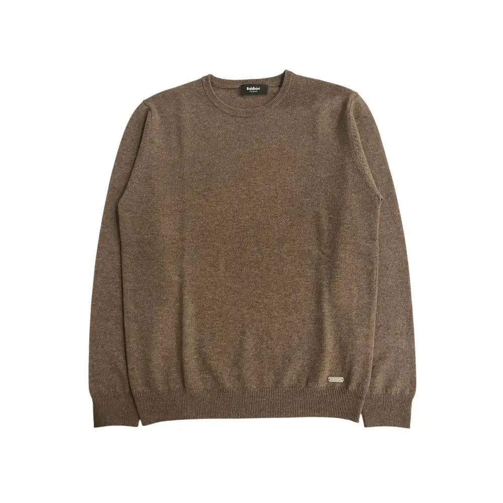Baldinini Trend høj kvalitet brun cashmere sweater med ribkant