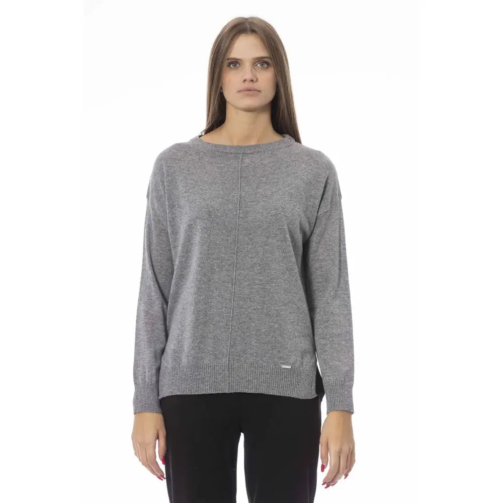 Baldinini Trend grå viscose sweater i 100% originale brands