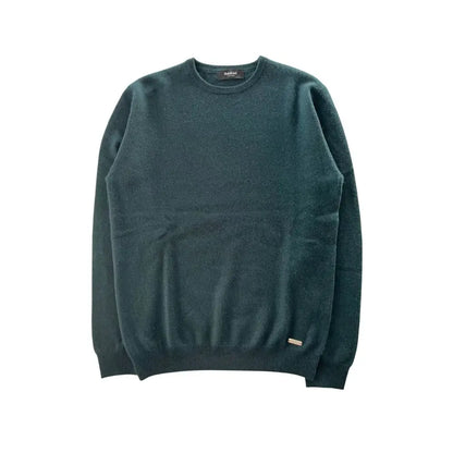 Baldinini Trend grøn cashmere sweater med ribbet manchetter