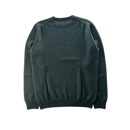 Baldinini Trend grøn cashmere sweater med ribkantet manchetter og kant