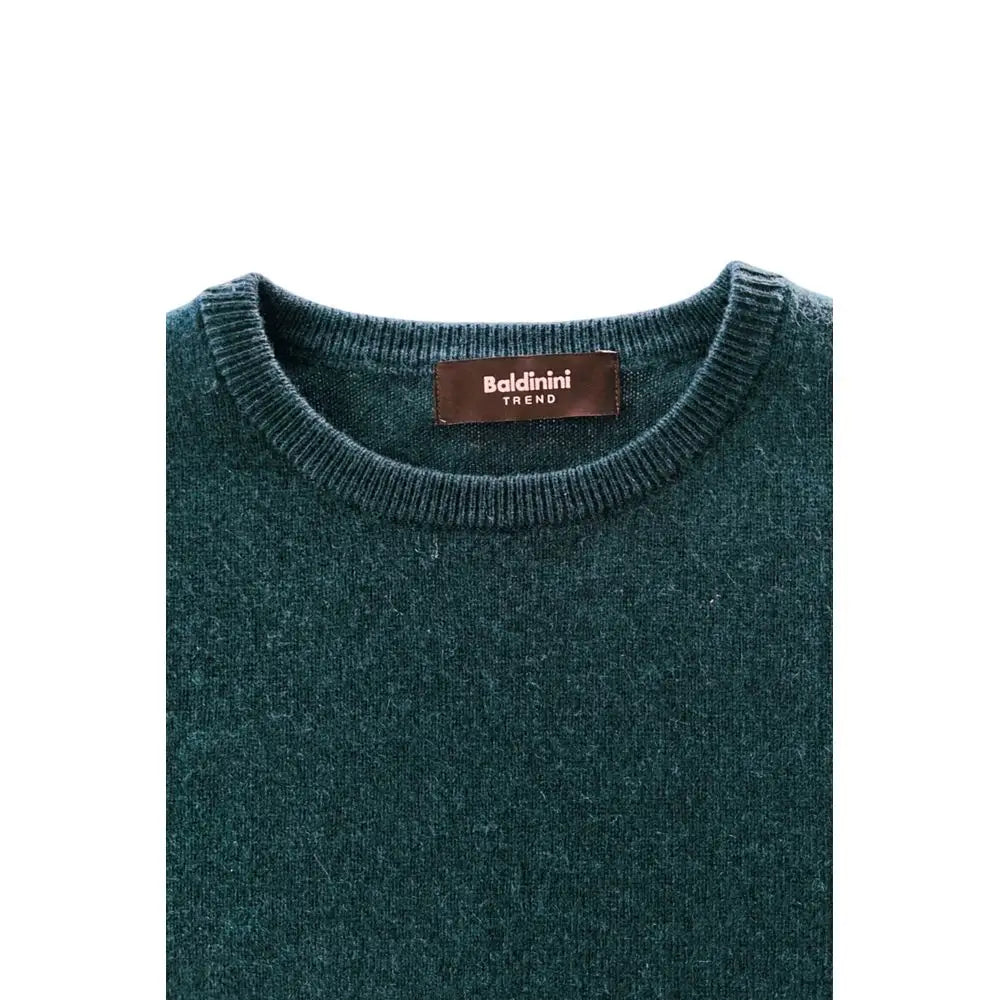 Baldinini Trend mørkegrøn cashmere sweater med ribkrave og 100% originale brands