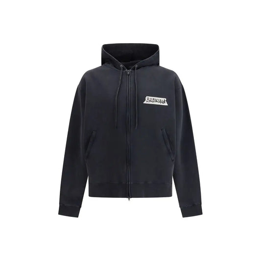 Balenciaga sort bomuldssweatshirt i sort med hvidt logo på brystet