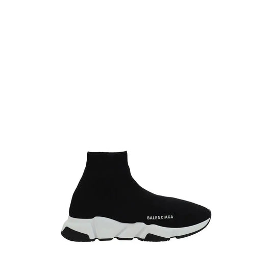 Balenciaga black elastane athletic sneakers with sleek sock-like upper and white midsole