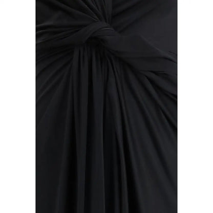 Balenciaga black polyamide casual dress with ruched fabric and central knot detail