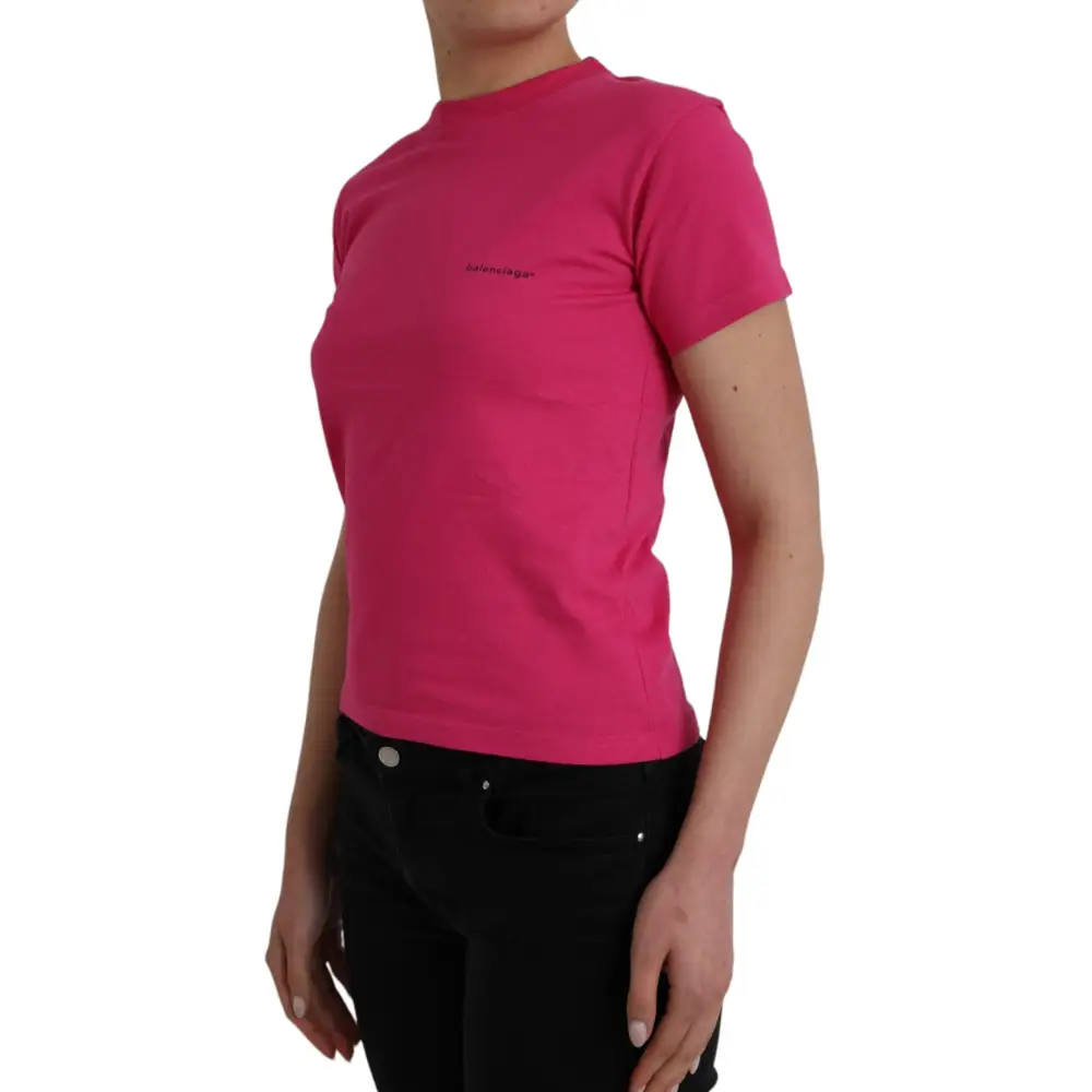 Balenciaga Pink Cotton Crew Neck Short Sleeves Tee T-shirt - T-shirts