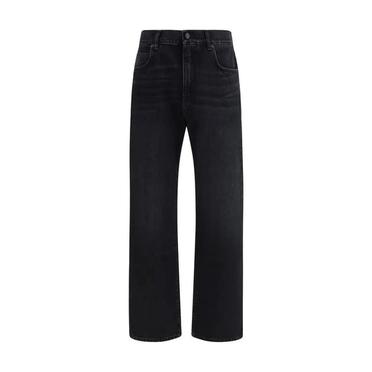 Balmain black cotton jeans med straight cut og fading detaljer