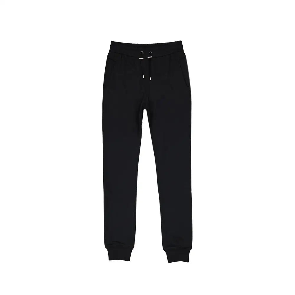 Balmain black cotton joggers med snøreknude og ribbade manchetter