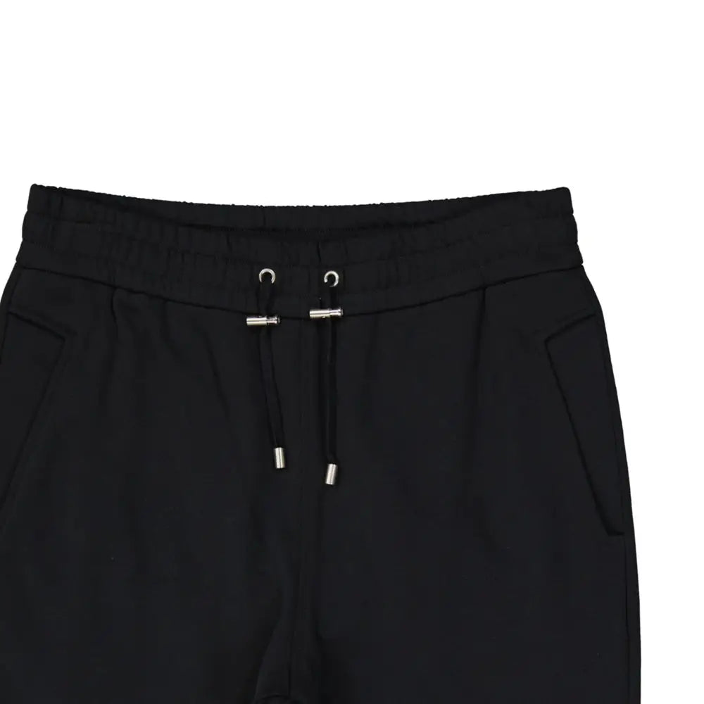 Balmain black cotton joggers with drawstring pants, elastic waistband and silver aglets