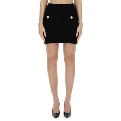 Balmain sort bomuld mini skirt med guldknapper – spar 30–70% på mode