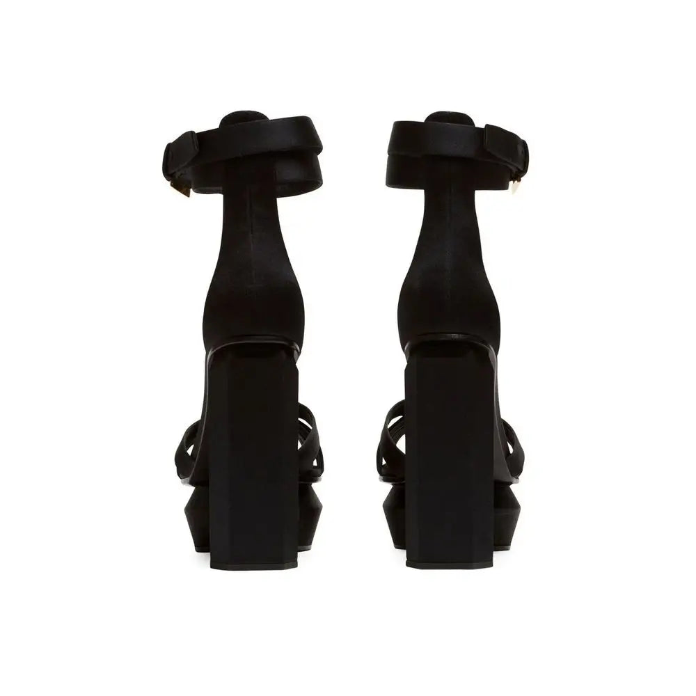 Balmain Black Silk Platform Sandals - Sandaler