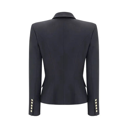 Balmain double-breasted blazer i sort med guldknapper, 100% originale brands