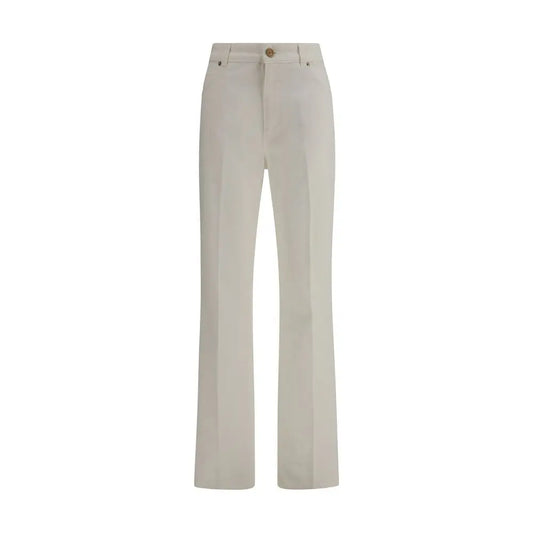 Balmain hvide bomulds straight-leg jeans i creme med klassisk knap