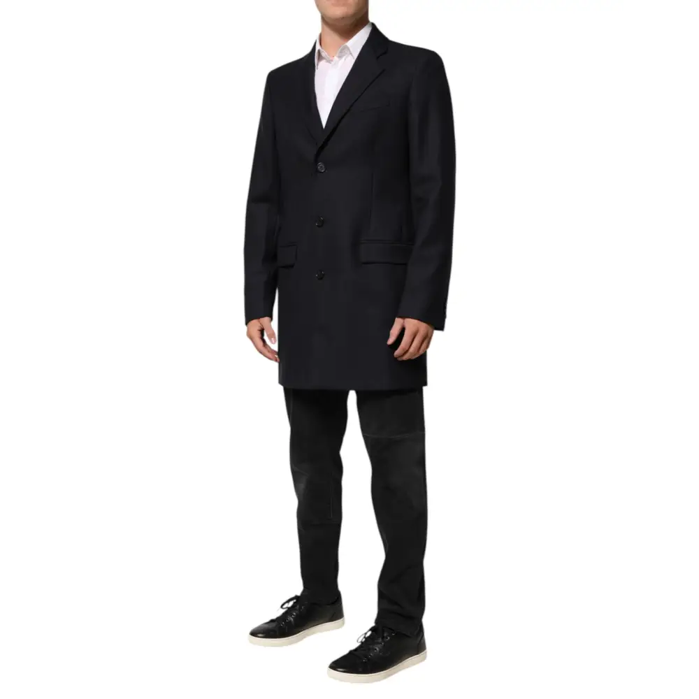 Dolce & Gabbana dark blue wool jakke med tre knapper og klaffelommer
