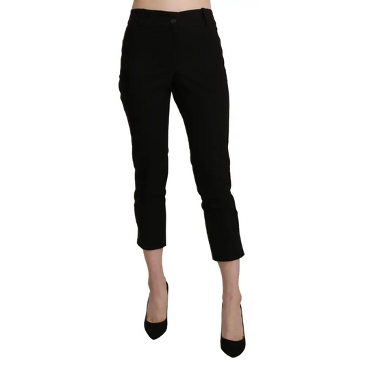 Bencivenga black high waist skinny cropped trousers with tailored fit