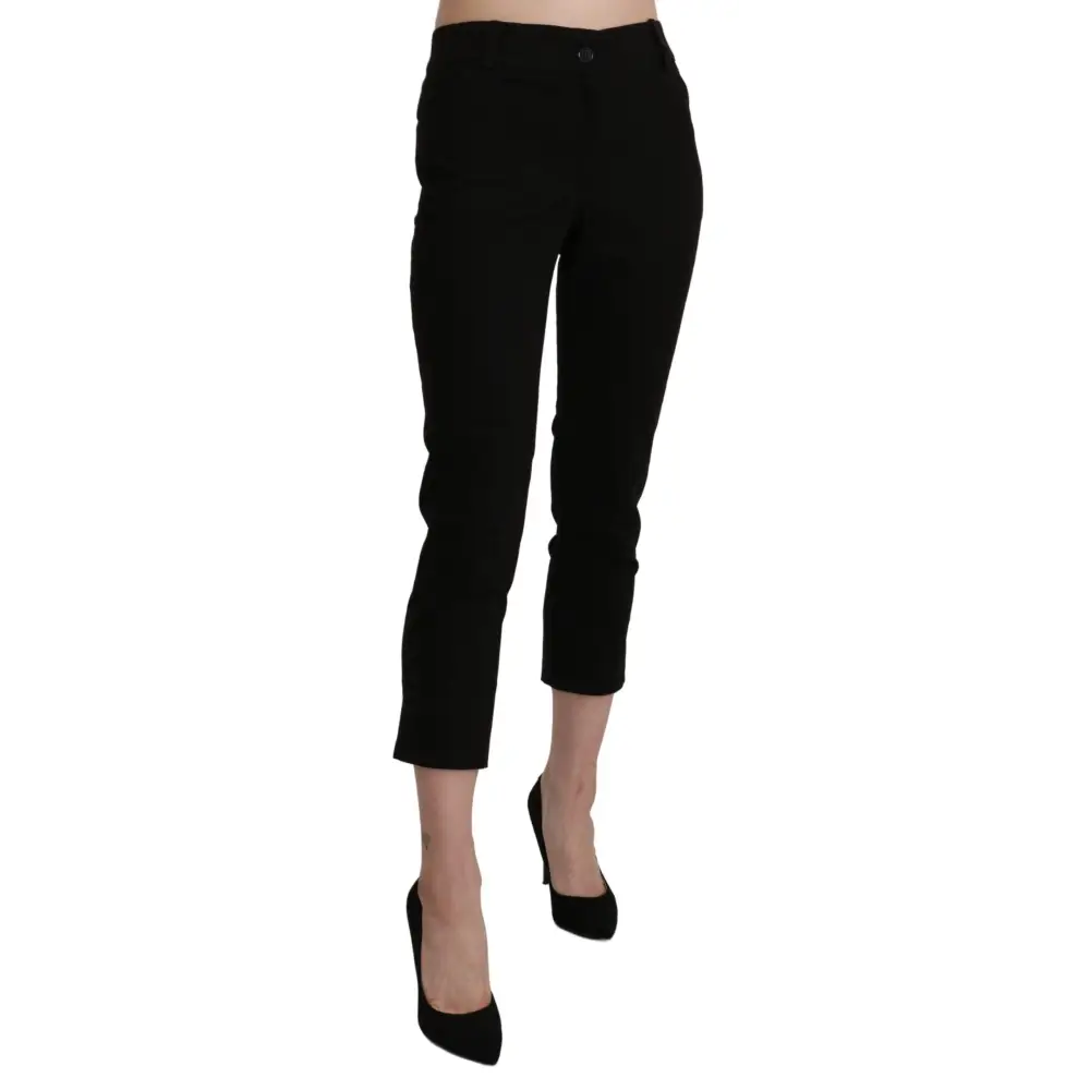 Bencivenga black high waist skinny cropped trousers med ligeben