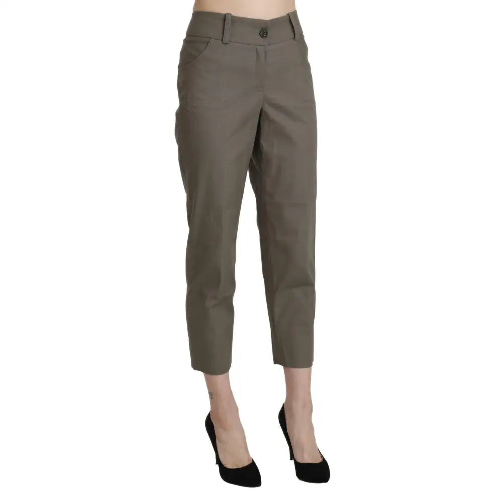 BENCIVENGA Gray High Waist Cropped Dress Trouser Pants