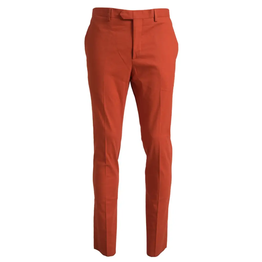 Bencivenga orange straight fit bukser med struktureret talje og rene folder. 100% originale brands